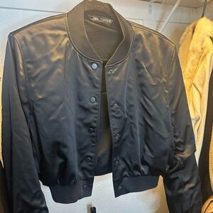 Black Satin Zara Bomber Jacket